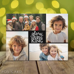 Cartão Postal De Festividades Colagem de Fotografias - 4 fotografias com mínimo<br><div class="desc">Glória ao Rei Recém-nascido e que seus dias sejam felizes e brilhantes. Adicione suas informações pessoais para fazer um cartão postal personalizado do designer de Natal. Se você carregar suas fotos e elas não forem ajustados, clique no botão PERSONALIZAR ESTA. Pode levar um pouco de paciência, mas você pode mover...</div>