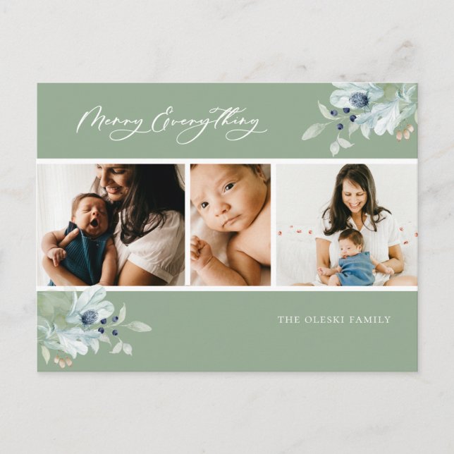 Cartão Postal De Festividades Colagem de Fotografias Botânicas Invernais de feli (Frente)