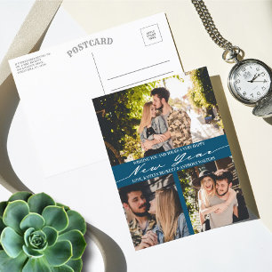 Cartão Postal De Festividades Colagem de Fotografias com Script Minimalista Mode