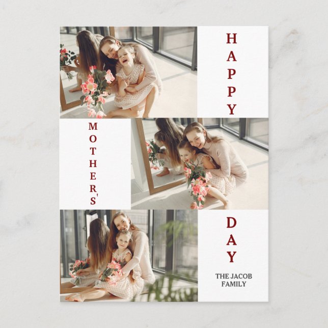 Cartão Postal De Festividades Colagem de Fotografias de Dia de as mães Moderno E (Frente)