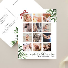 Cartão Postal De Festividades Colagem de Fotos Chic 12 Mele Kalikimaka Tropical 
