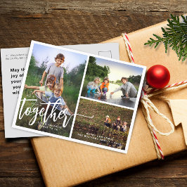 Cartão Postal De Festividades Colagem de Fotos com Letreiro à Mão 'Melhor Juntos