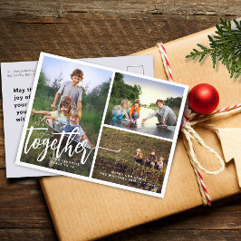 Cartão Postal De Festividades Colagem de Fotos com Letreiro à Mão 'Melhor Juntos