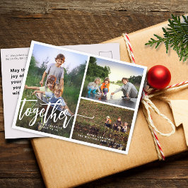 Cartão Postal De Festividades Colagem de Fotos com Letreiro Manual Melhor Juntos