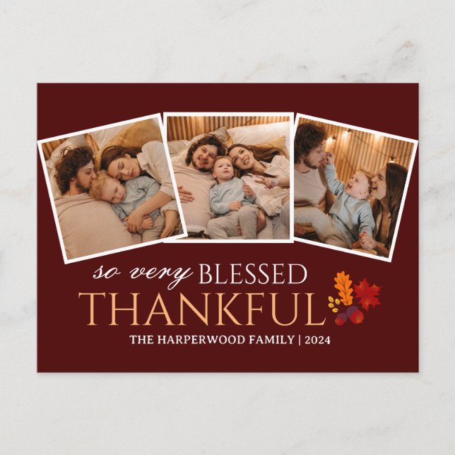 Cartão Postal De Festividades Colagem de fotos da família de ação de graças Mode (Frente)