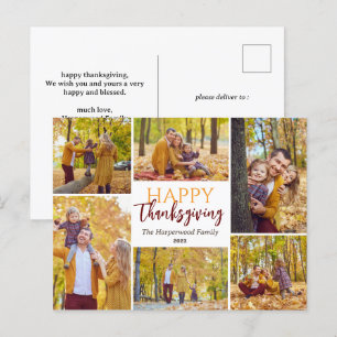 Cartão Postal De Festividades Colagem de fotos da família de ação de graças Mode