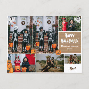 Cartão Postal De Festividades Colagem de fotos da família de Halloween Moderna e