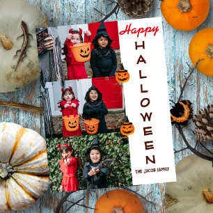 Cartão Postal De Festividades Colagem de Fotos da Família Moderna de Halloween S