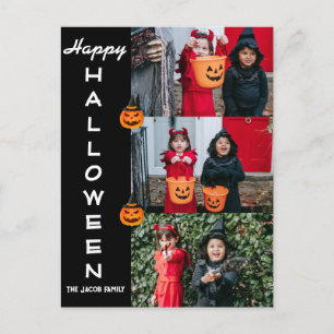 Cartão Postal De Festividades Colagem de Fotos da Família Moderna de Halloween S