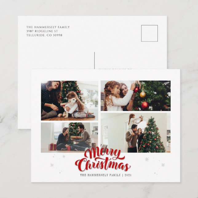 Cartão Postal De Festividades Colagem de Fotos da Família Natal (Frente/Verso)