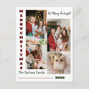 Cartão Postal De Festividades Colagem de Fotos da Família Natal Moderna Elegante