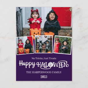 Cartão Postal De Festividades Colagem de fotos de abóbora jack-o-lantern Boo no 