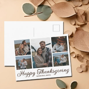 Cartão Postal De Festividades Colagem de Fotos de Família Chic de Ação de Graças