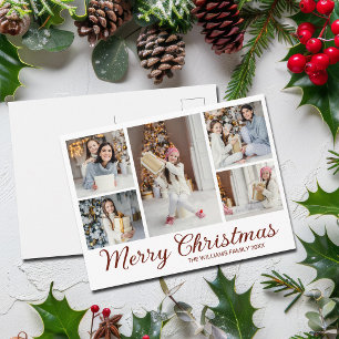 Cartão Postal De Festividades Colagem de Fotos de Natal Chic Minimalista