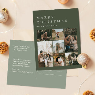 Cartão Postal De Festividades Colagem de Fotos de Natal Minimalista e Elegante p