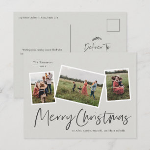 Cartão Postal De Festividades Colagem de Fotos de Natal Moderno 3
