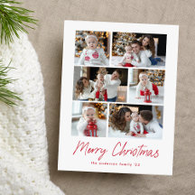 Colagem de Fotos de Natal Moderno Vermelho Script