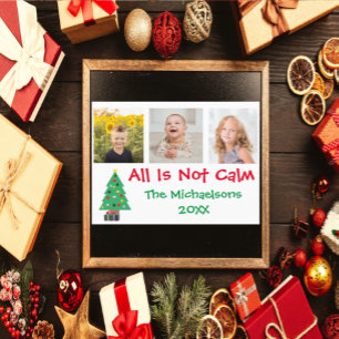 Cartão Postal De Festividades Colagem de Fotos de Natal Tudo Menos Calmo