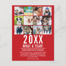 Cartão Postal De Festividades Colagem de Fotos de Revisão do Ano de Natal Flocos