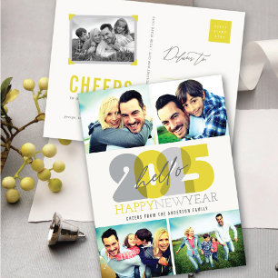 Cartão Postal De Festividades Colagem de Fotos do Feliz ano novo 4 Moderno 2022