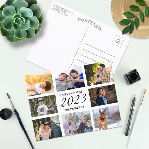 Cartão Postal De Festividades Colagem de Fotos do Feliz ano novo Moderno 8