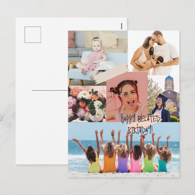 Cartão Postal De Festividades Colagem de fotos moderna Cartão de aniversário fel (Frente/Verso)