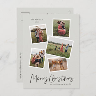 Cartão Postal De Festividades Colagem de Fotos Moderna Feliz Natal