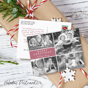 Cartão Postal De Festividades Colagem de Fotos Moderna Feliz Natal