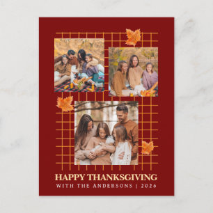 Cartão Postal De Festividades Colagem de Fotos Múltiplas Moderna Feliz Dia de Aç