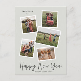 Cartão Postal De Festividades Colagem de Fotos Simples Ano Novo 5