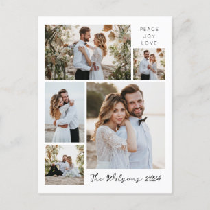 Cartão Postal De Festividades Colagem de Fotos Simples Família 5 Recém-Casados S