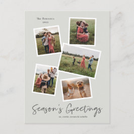 Cartão Postal De Festividades Colagem de Fotos Simples Roteiro Saudações de Temp