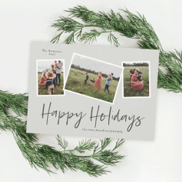 Cartão Postal De Festividades Colagem de Fotos Simples Script Felizes Festas 3