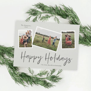 Cartão Postal De Festividades Colagem de Fotos Simples Script Felizes Festas 3