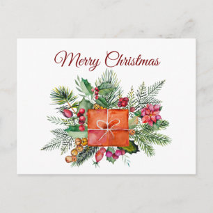Cartão Postal De Festividades Colagem de Natal em aquarela das festas