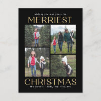 Colagem de Natal Sólida e Limpa Postcard de Natal