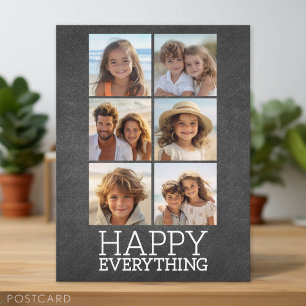 Cartão Postal De Festividades Colagem do Instagram com 6 fotos em Quadro Negro