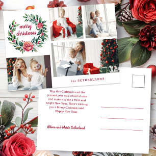 Cartão Postal De Festividades Colagem Festiva Colorida de Foto da Frota de Natal