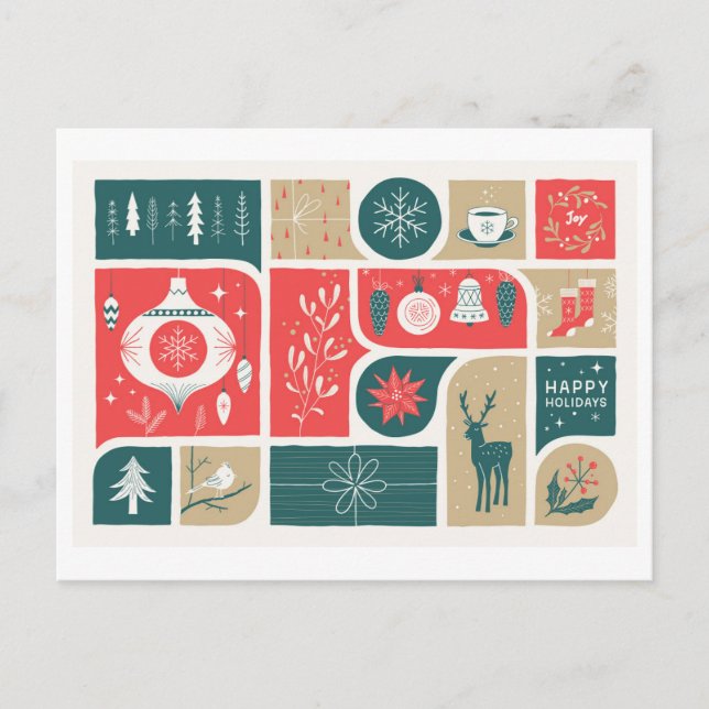 Cartão Postal De Festividades Colagem Festiva de Férias (Frente)