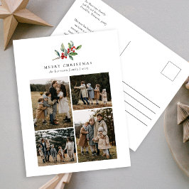 Cartão Postal De Festividades Colagem Floral de Fotos Simples de Cores de Água d