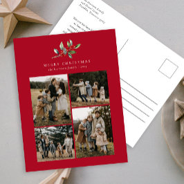 Cartão Postal De Festividades Colagem Floral de Fotos Simples de Cores de Água d