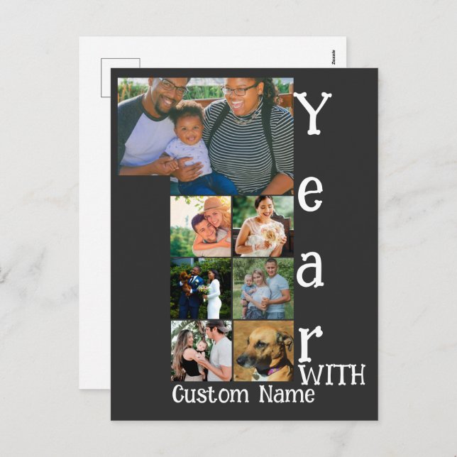 Cartão Postal De Festividades Colagem personalizada de 1rua de aniversário de 7  (Frente/Verso)