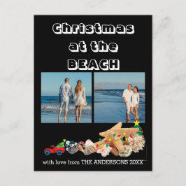 Cartão Postal De Festividades Colagem Personalizada de Praia 🎄 Conchas de Natal