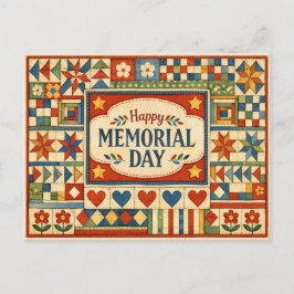Cartão Postal De Festividades Colcha Xadrez do Dia da Memória