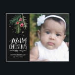 Cartão Postal De Festividades Coleção de Berry de feliz<br><div class="desc">Cartão de férias moderno,  com folhagem desenhada à mão e winterberry.</div>