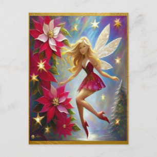 Cartão Postal De Festividades Coleção de Fadas de Natal - Cabelo loiro de mel