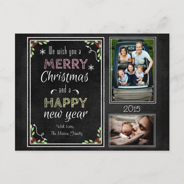 Cartão Postal De Festividades Coleção de Natal de Quadro Chalkboard (Frente)