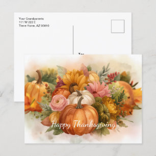 Cartão Postal De Festividades Colheita de Abóbora de Abóbora Cores