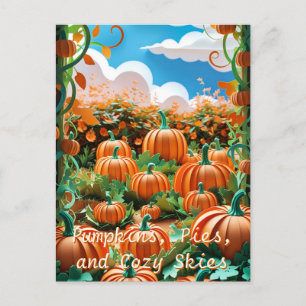 Cartão Postal De Festividades Colheita de Pumpkin Patch