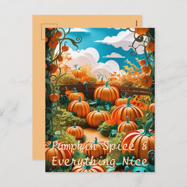 Cartão Postal De Festividades Colheita de Pumpkin Patch (Frente/Verso)
